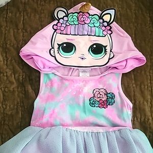 Girls LOL Surprise Hooded Dress with Unicorn and ears. Worn once Sz 10-12